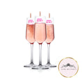 Load image into Gallery viewer, Champagne glasses with happy birthday edible toppers with wooden pegs