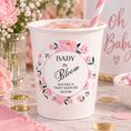 Load image into Gallery viewer, Baby in Bloom Pink Baby Shower Cup & Favour Stickers