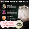 Load image into Gallery viewer, Edible drink shimmer showcasing easy-to-use features, mix-and-match options, and larger flakes for a glamorous effect.