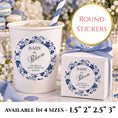 Load image into Gallery viewer, Baby In Bloom Blue Baby Shower Cup & Favour Stickers