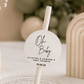 Load image into Gallery viewer, Oh Baby Personalised paper straw toppers in a stylish setting for a baby shower celebration.