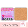Load image into Gallery viewer, Dancing Queen drink coaster with vibrant design featuring disco theme and cork back for protection.