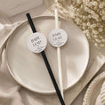 Load image into Gallery viewer, Personalised baby name paper straw toppers on a decorative plate, perfect for baby shower celebrations.