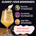 Load image into Gallery viewer, Golden shimmer drink with text highlighting features: easy to use, mix and match, larger flakes for glittery effect.