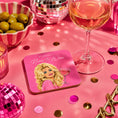 Load image into Gallery viewer, Working Nine To Wine Drink Coaster displayed on a pink table with a cocktail and decorative items.