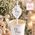 Load image into Gallery viewer, Oh Baby Straws and Toppers in personalized drink cup for baby shower celebration.