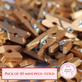 Load image into Gallery viewer, 50 mini gold wooden pegs