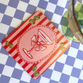 Load image into Gallery viewer, Feeling Dirty martini drink coasters featuring a stylish cocktail glass design on a striped background.