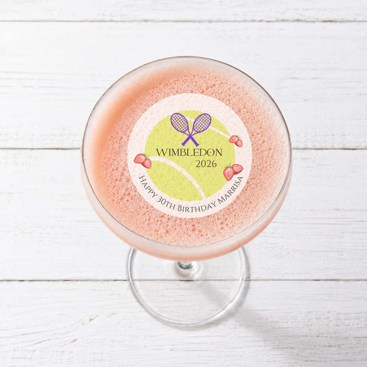 tennis ball wafer toppers on a pretty cocktail
