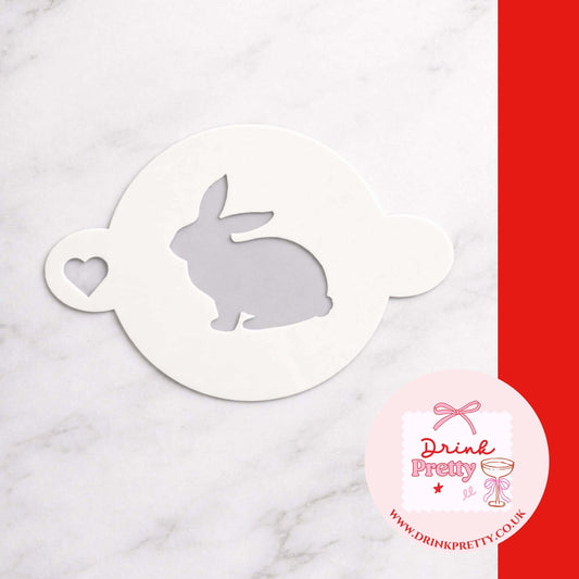 Reusable cocktail coffee stencils featuring a bunny design for Easter drinks decoration.
