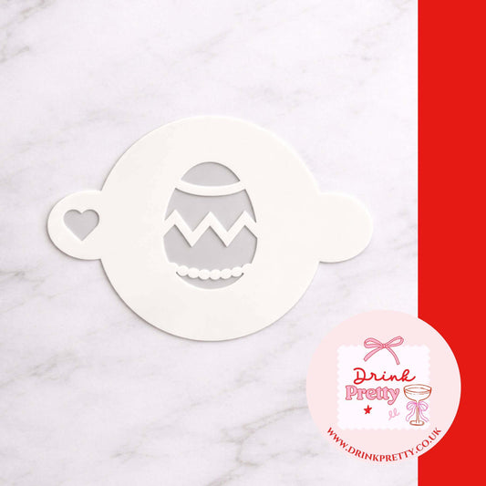 Reusable cocktail coffee stencils design featuring an Easter egg motif on a food-safe Mylar stencil.