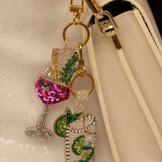 Pink Fizz Beaded Keyring/ Bag Charm