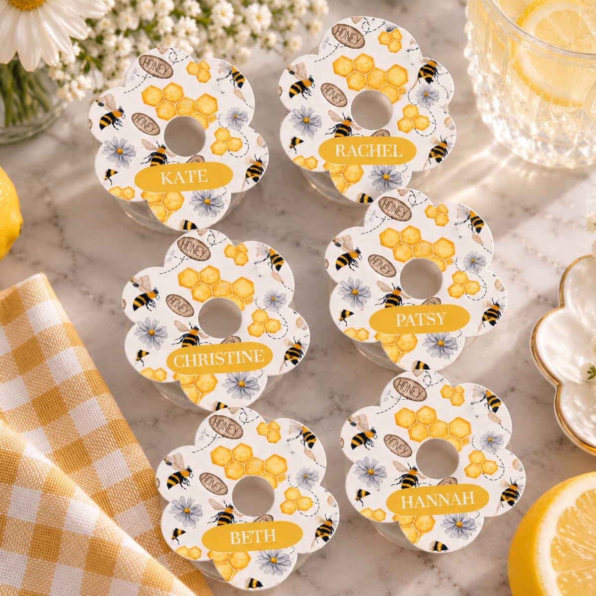 Mum To Bee Personalised Name Drink identifiers-Pack of 6