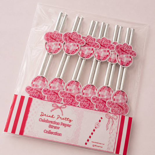 Disco Cowgirl Party Paper Straw Toppers Pack of 12