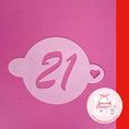 Load image into Gallery viewer, Reusable cocktail coffee stencils featuring the number 21 for creative drink decoration.
