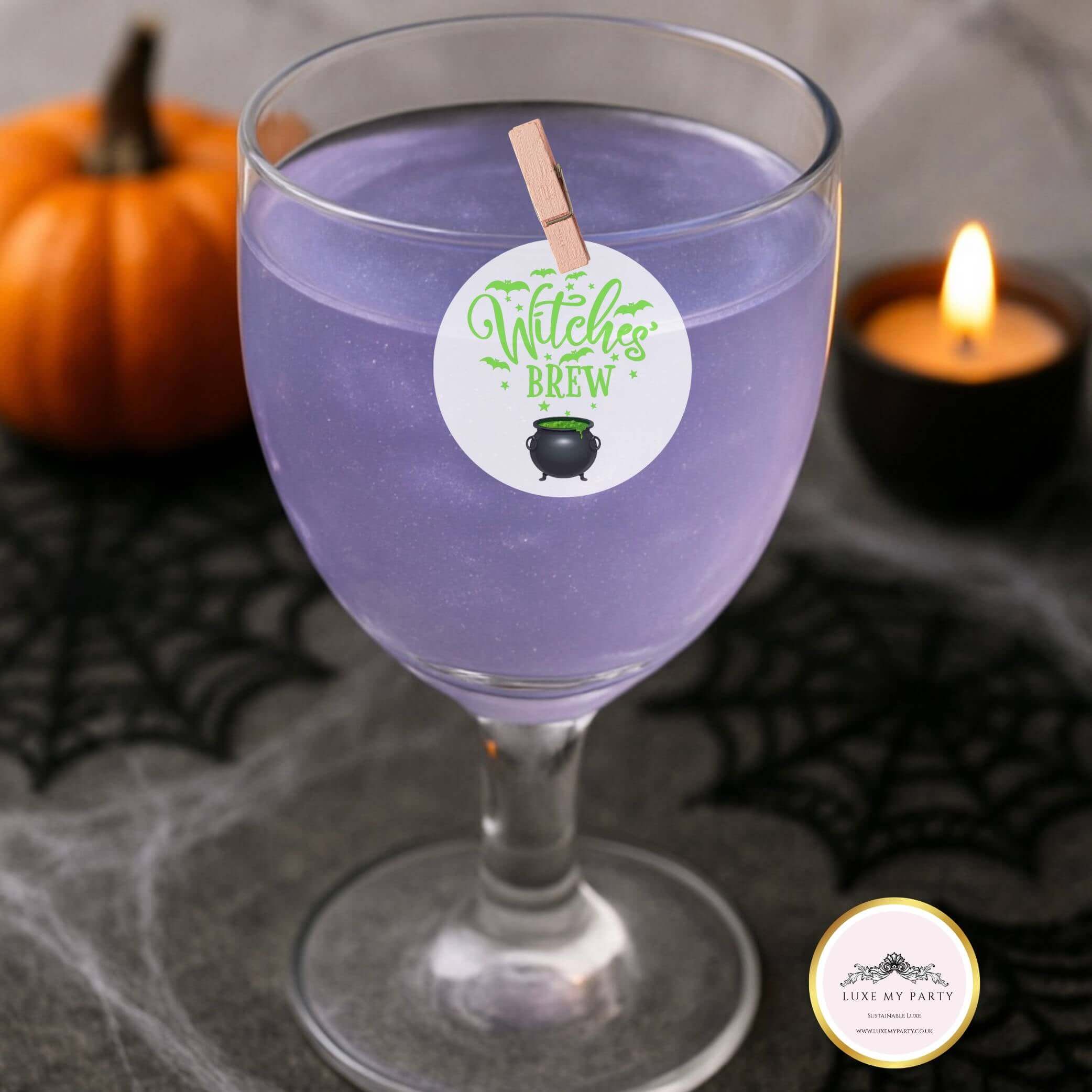 Halloween witches brew topper with purple drink glitter