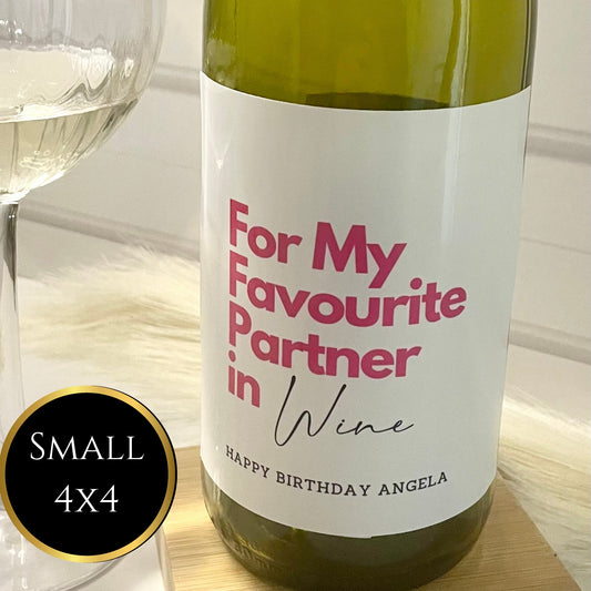 For my partner in wine label 4x4 personalised custom
