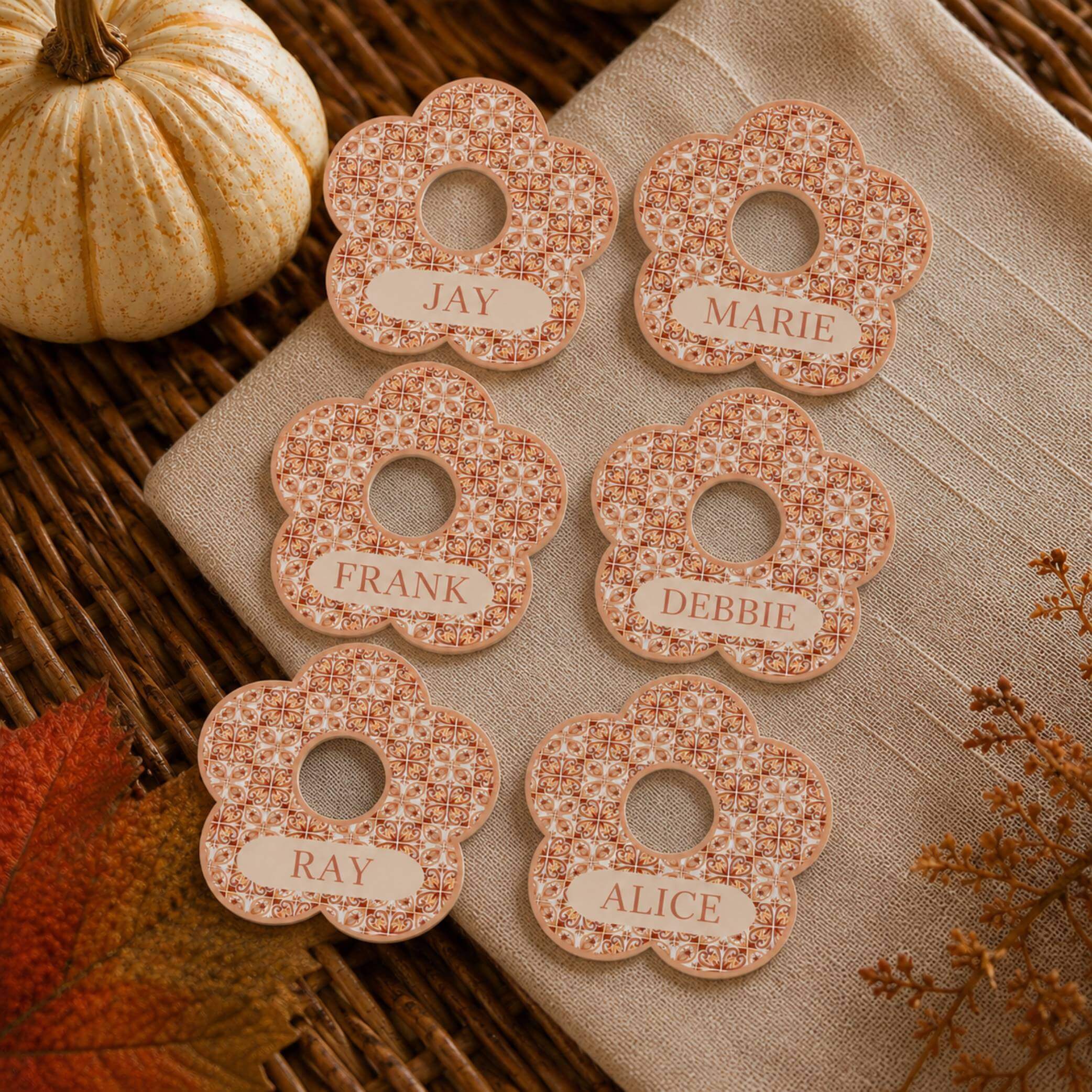 Warm Autumn Personalised Name Drink identifiers- Pack of 6