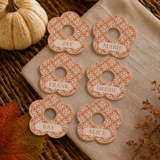 Warm Autumn Personalised Name Drink identifiers- Pack of 6