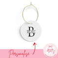 Load image into Gallery viewer, Personalised wine charms featuring a custom name 'Beau' on an elegant satin bow.
