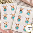Load image into Gallery viewer, Tiffany Blue Teddy Bear Baby Shower Cup & Favour Stickers
