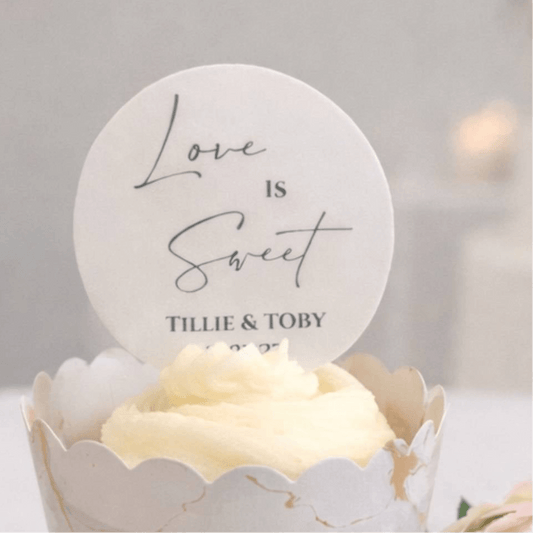 Wedding wafer edible cupcake topper