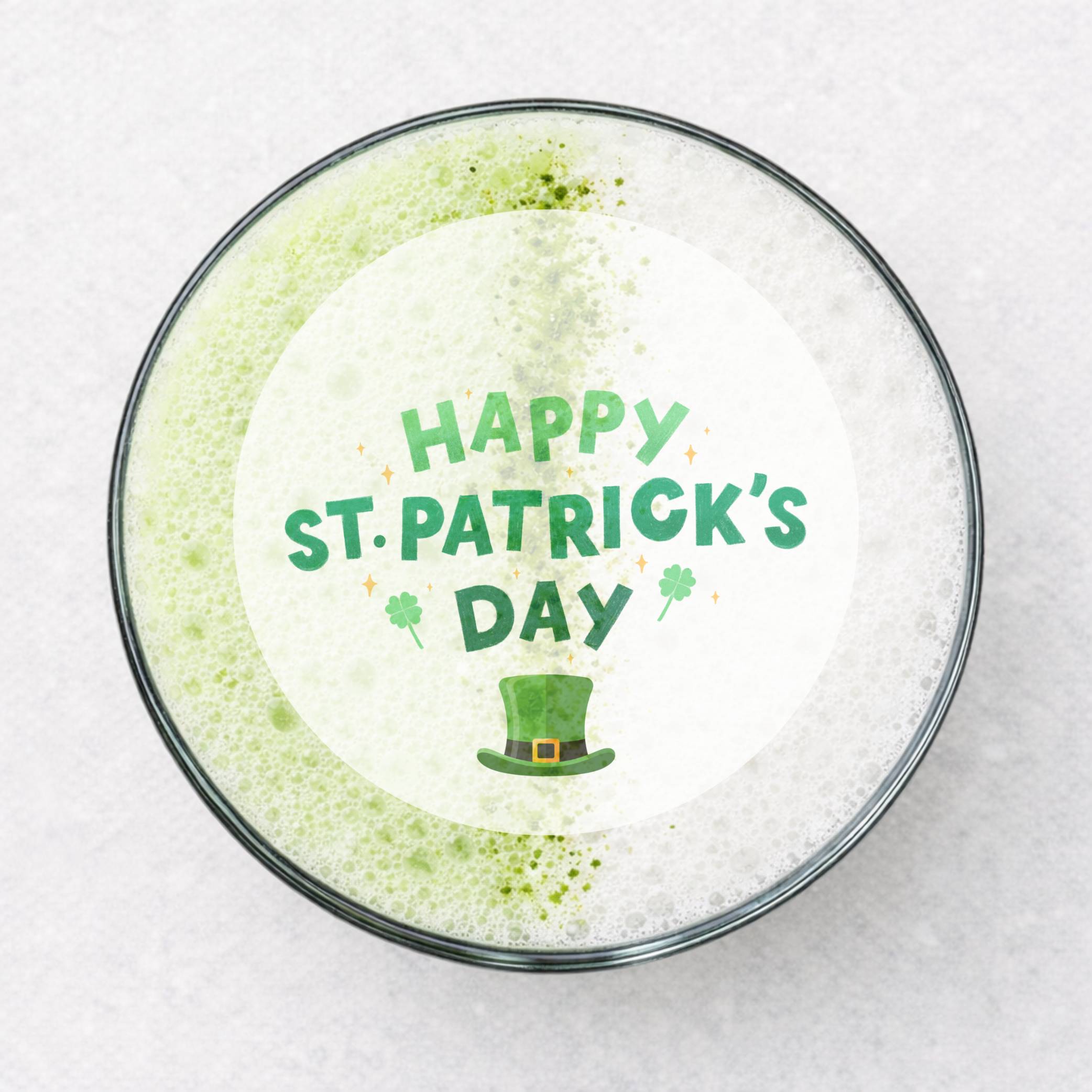 Happy St Patricks Day edible drink topper