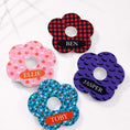 Load image into Gallery viewer, Autumn Check Personalised Halloween drink markers featuring colorful flower designs with names for easy identification.
