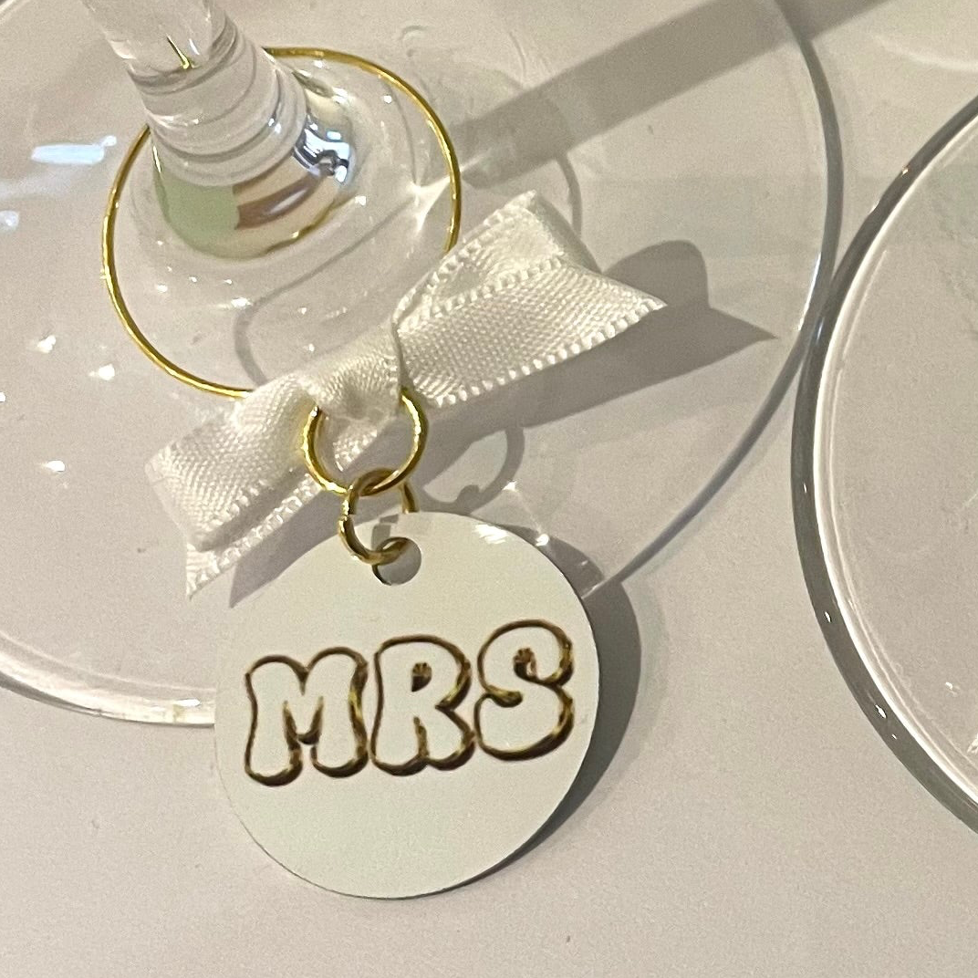 Mr & Mrs Wine charms set of two