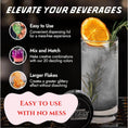Load image into Gallery viewer, Image showcasing Edible Drink Shimmer features: easy to use, mix and match colors, and larger flakes for glitzy drinks.
