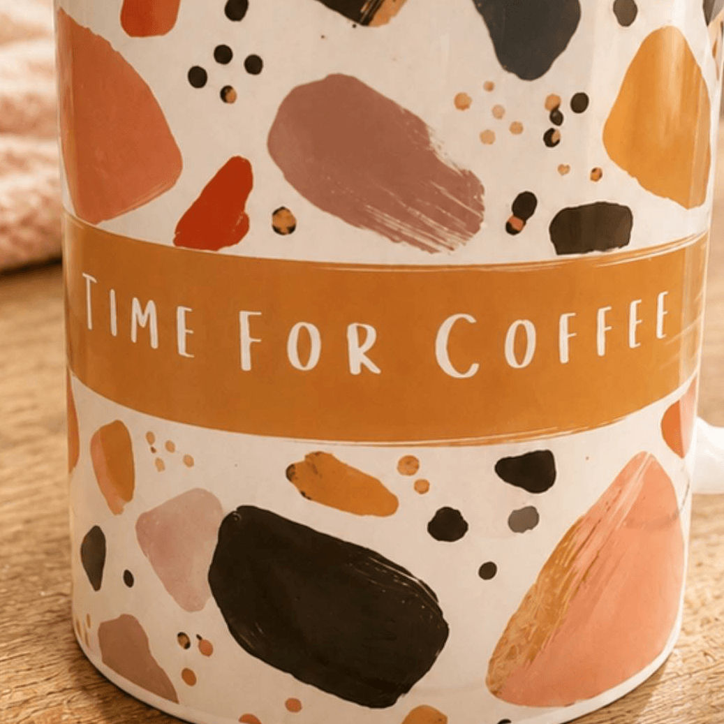 Time For Coffee Autumn Time Mug featuring a stylish autumn pattern and warm color palette.