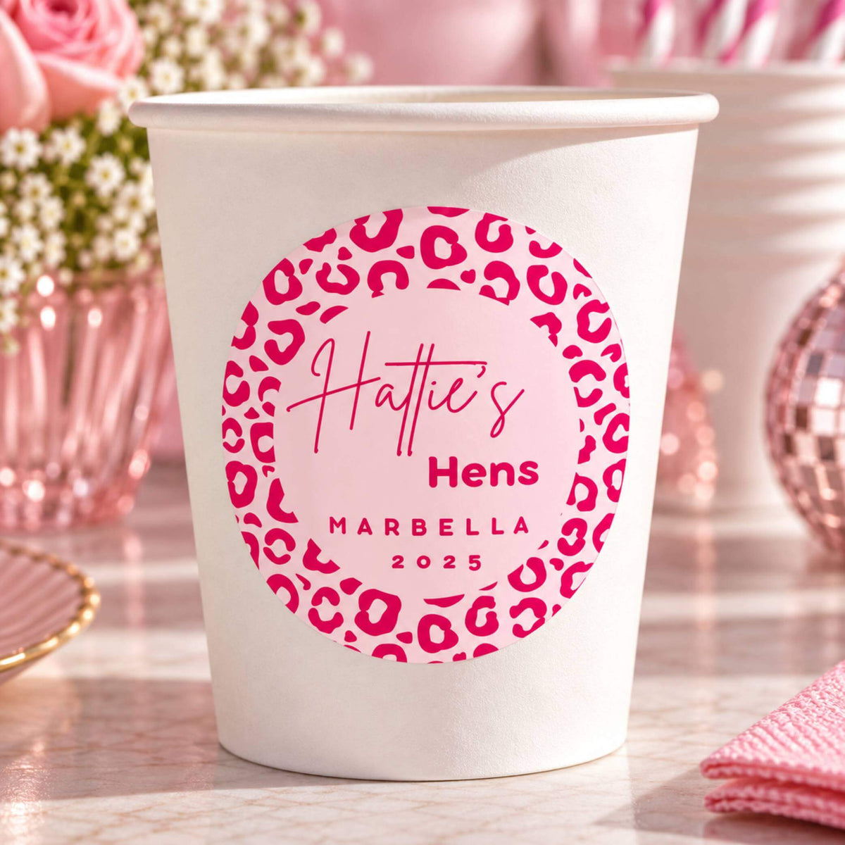 Wild Hen’s Party Stickers For Cups & Favours