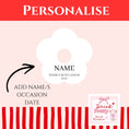 Load image into Gallery viewer, Personalised white name card Occasion drink marker design showcasing custom name and occasion details.
