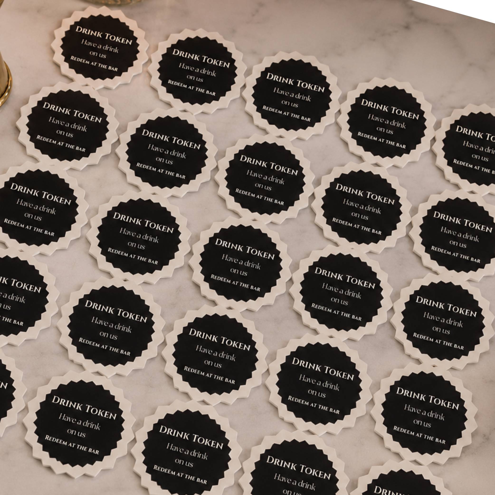 Black & White Drink Tokens Pack of 50