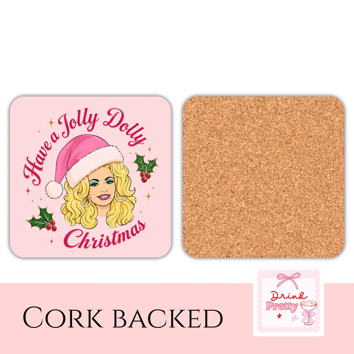 Dolly Parton Christmas drink coaster