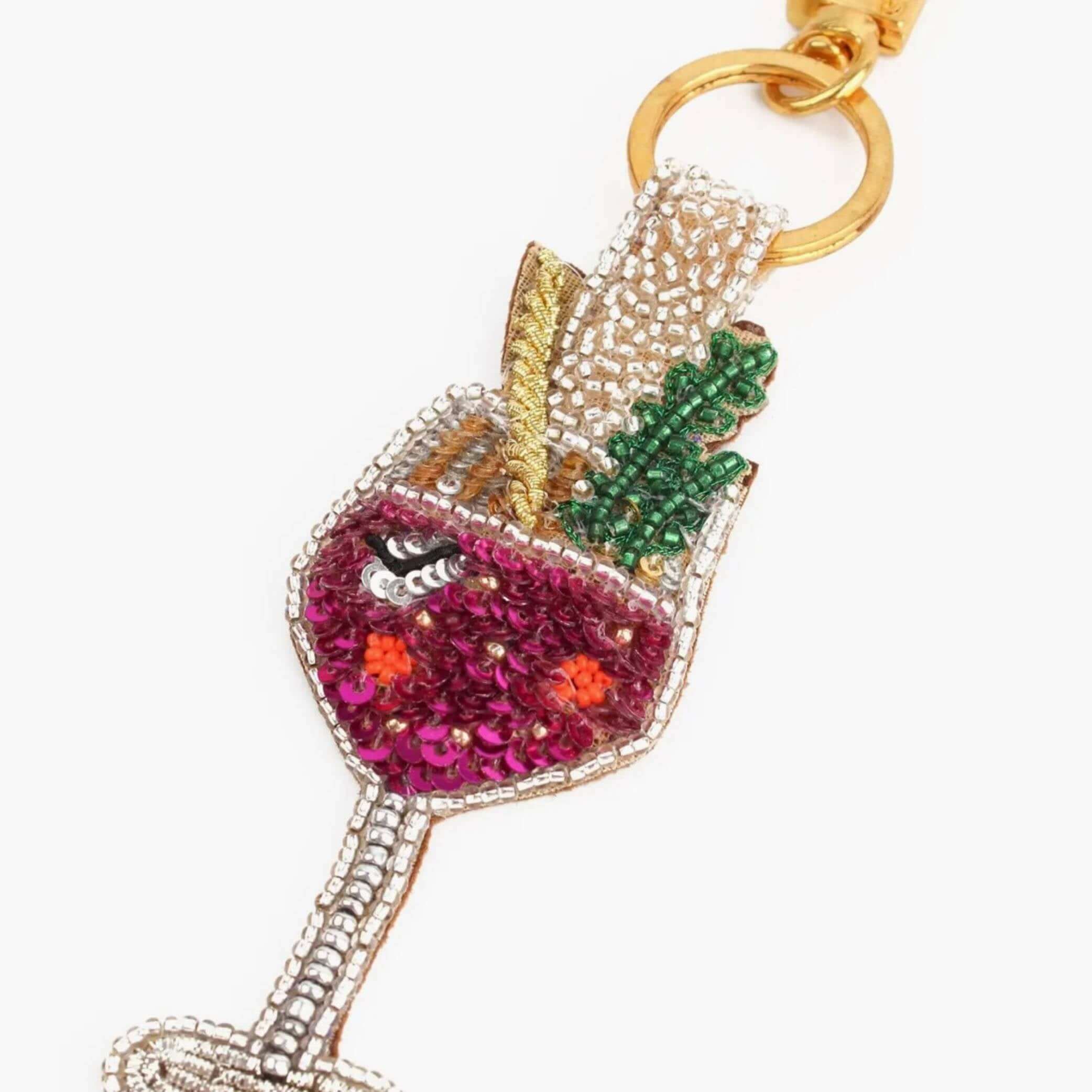 Pink Fizz Beaded Keyring/ Bag Charm