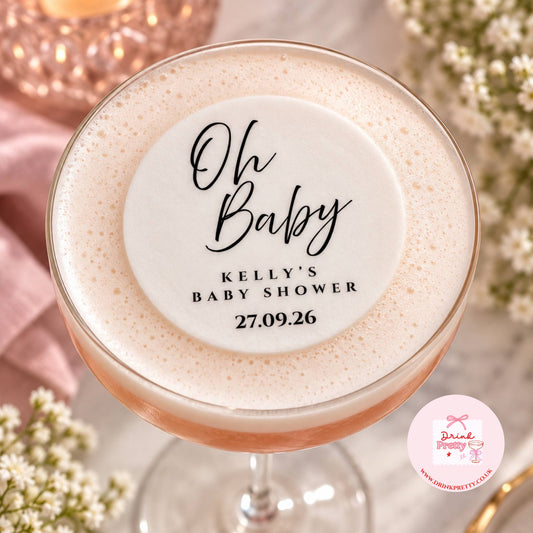 Oh Baby Baby Shower Edible Drink Toppers