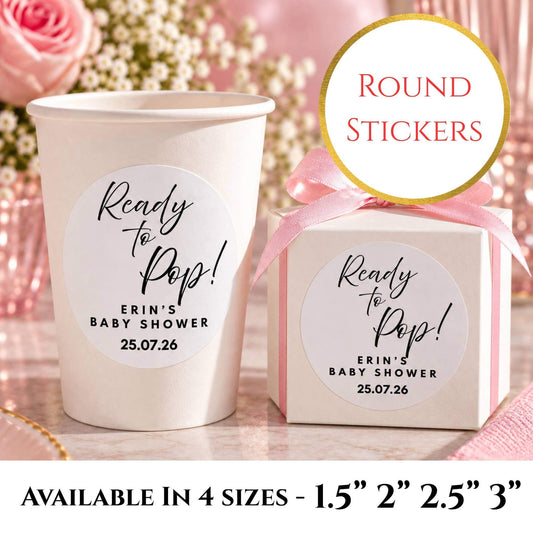 Ready To Pop Baby Shower Stickers For Cups & Favours