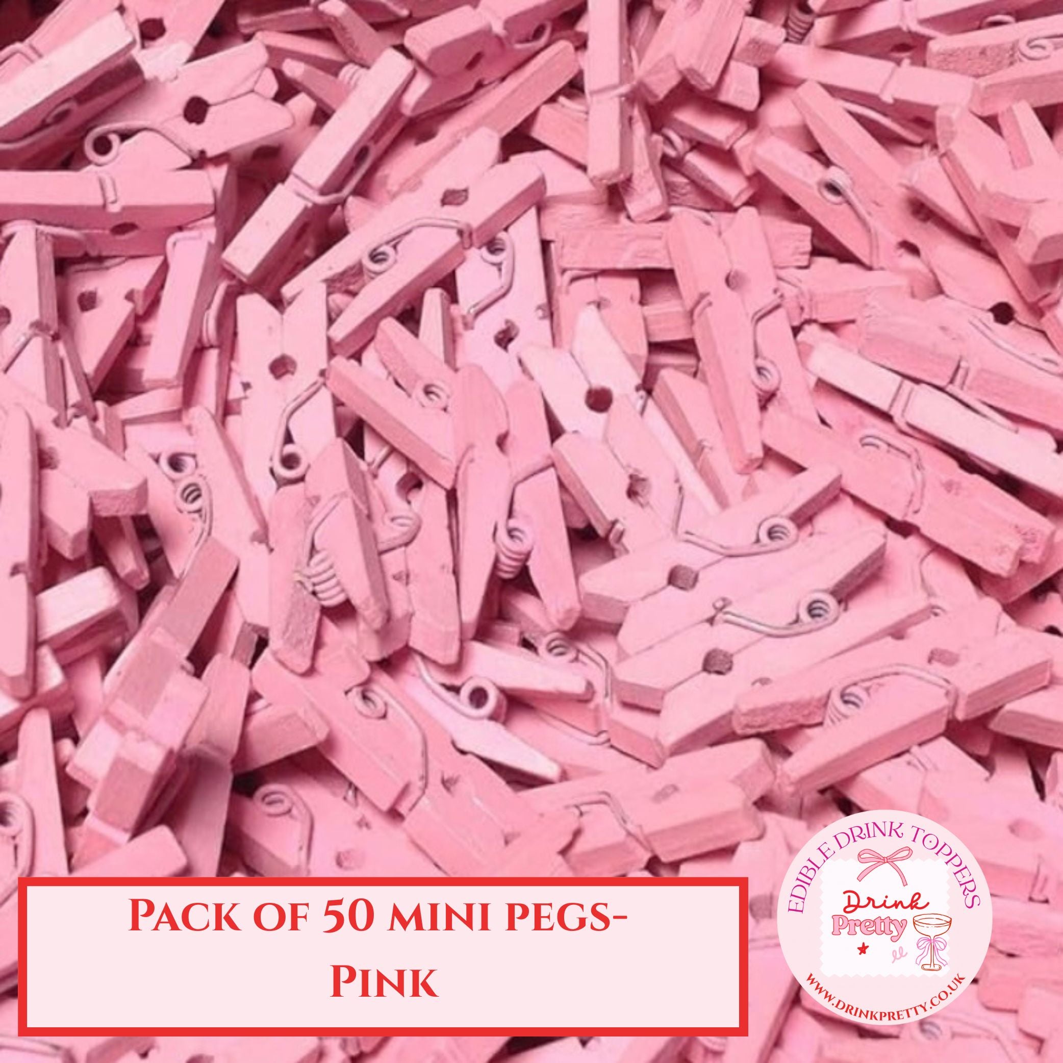 Mini Wooden Pegs - Pink