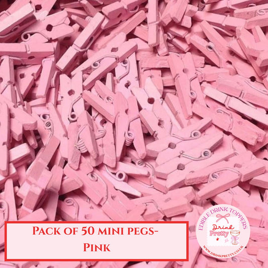 Mini Wooden Pegs - Pink