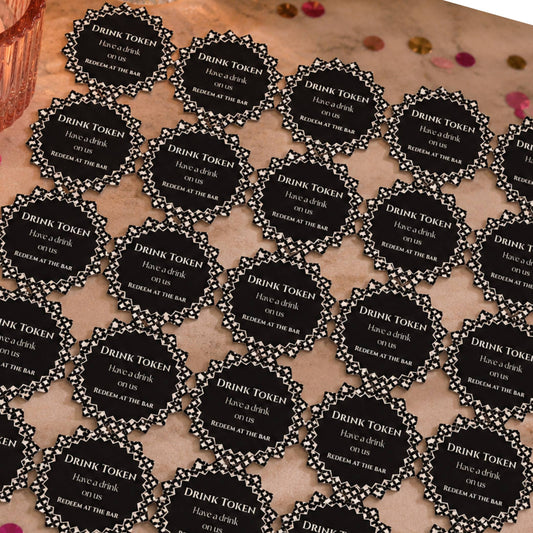 Black & White Diamond Drink Tokens Pack of 50