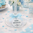 Load image into Gallery viewer, Wine glass charm p with baby shower decorations on a table with blue and white theme personalised 
