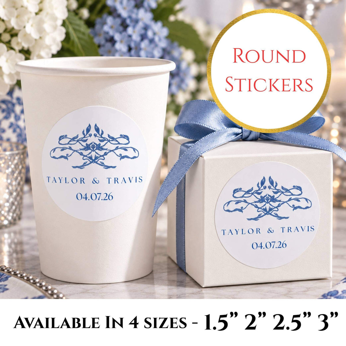 Something Blue Party Stickers For Cups & Favours