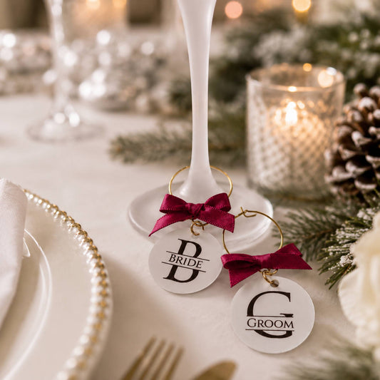 Bride & Groom Wine Glass Charms
