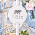 Load image into Gallery viewer, Upload your own logo Paper straw toppers displayed on a drink featuring IcyBear Dental Care branding.

