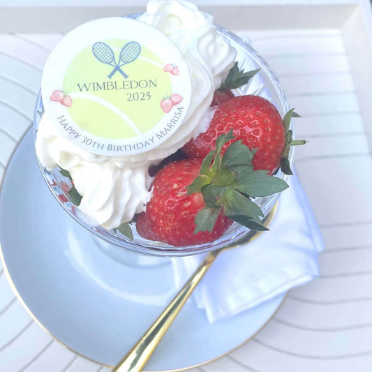Personalised wimbledon tennis wafer toppers for drinks and cakes