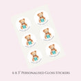 Load image into Gallery viewer, Teddy Bear’ Round Gloss Party Stickers
