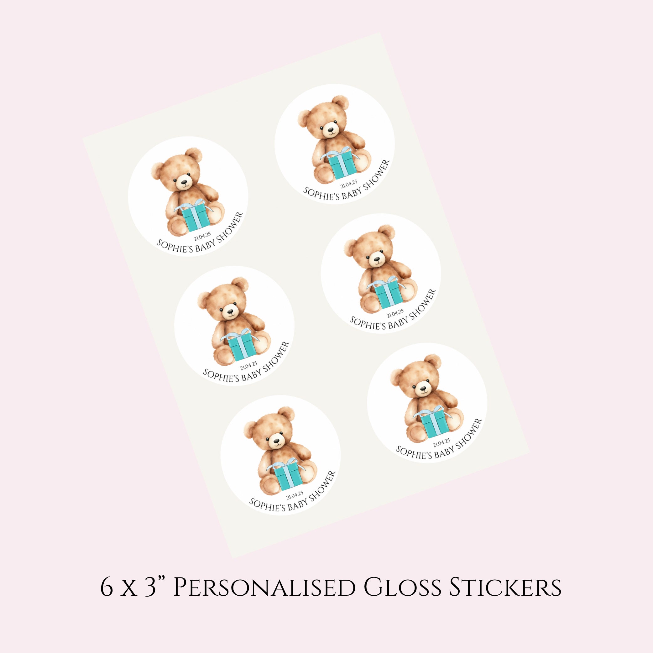 Teddy Bear’ Round Gloss Party Stickers