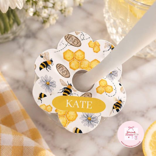 Mum To Bee Personalised Name Drink identifiers-Pack of 6