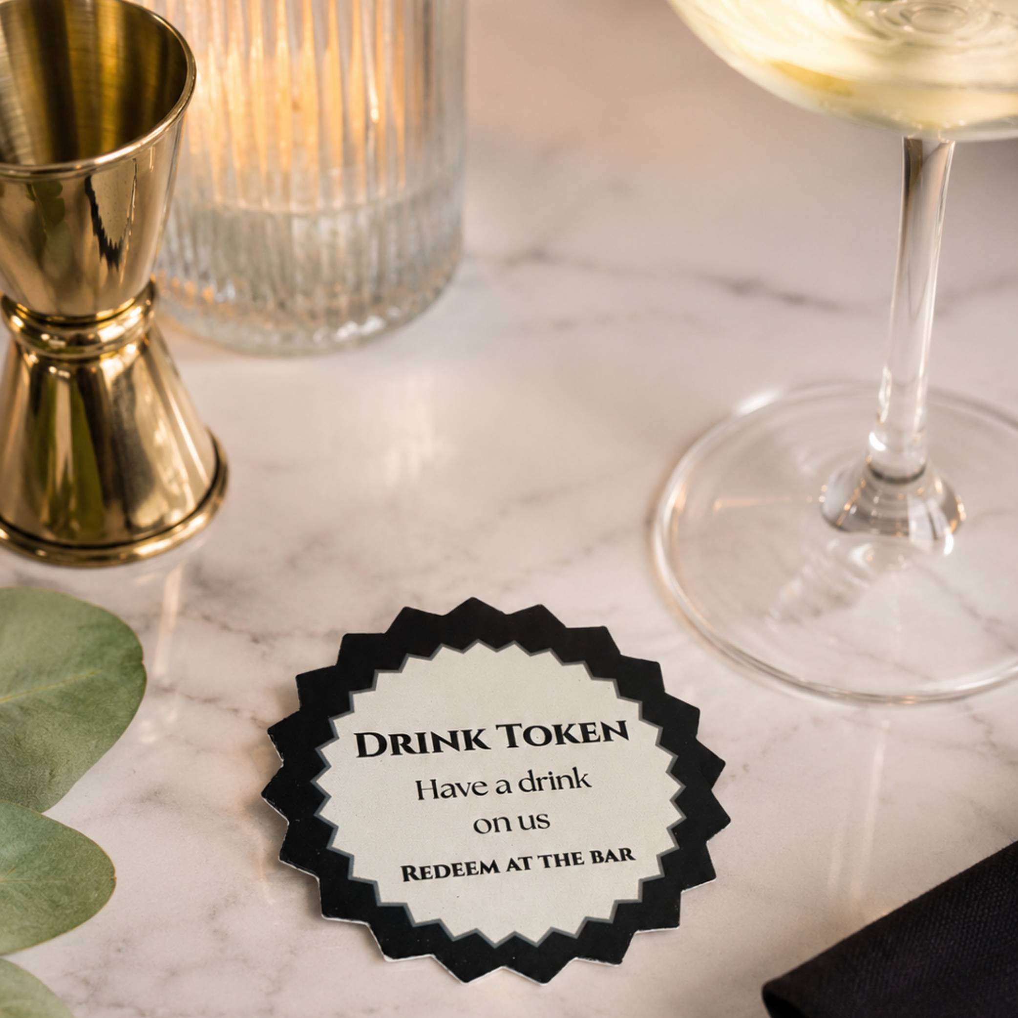 Black & White Drink Tokens- Pack of 50